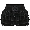 image:imageMakeMeChic Womens Gothic Mini Shorts Lace Up Bow Knot Ruffle Tiered Y2K Micro ShortsBlack