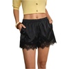 image:imageMakeMeChic Womens Satin Lace Shorts Summer Wide Leg Lounge Pajama Silk Mini ShortsBlack
