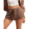 image:imageMakeMeChic Womens Sparkly Sequin Micro Mini Shorts Summer Low Waisted Wide Leg Boho Party ShortsCoffee Brown