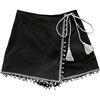 image:imageMakeMeChic Womens Summer Boho Mini Skirt Skorts Wrap Tie Knot Fringe Vacation ShortsBlack
