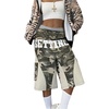 image:imageMakeMeChic Womens Summer Camo Wide Leg Shorts Elastic Waist Knee Length Shorts StreetwearMulticolor