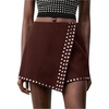 image:imageMakeMeChic Womens Summer Punk Y2K Rivet Studded Micro Shorts Wrap Low Waisted Wide Leg Mini SkortsRust Brown