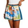 image:imageMakeMeChic Womens Tropical Vacation Shorts Drawstring High Waist Wide Leg Boho Summer ShortsBlue