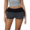 image:imageMakeMeChic Womens Y2K Gothic Striped Micro Shorts Grunge Low Rise Drawstring Mini ShortsBlack