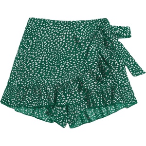 image:imageMakeMeChic Womens Boho Casual Mini Shorts Cute Floral Ruffle Skorts High Waisted Flowy Skirts Summer Vacation ShortsMulti Dark Green