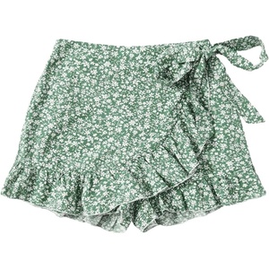 image:imageMakeMeChic Womens Boho Casual Mini Shorts Cute Floral Ruffle Skorts High Waisted Flowy Skirts Summer Vacation ShortsMulti Green