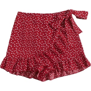 image:imageMakeMeChic Womens Boho Casual Mini Shorts Cute Floral Ruffle Skorts High Waisted Flowy Skirts Summer Vacation ShortsRed