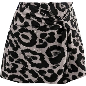 image:imageMakeMeChic Womens Cheetah Print Shorts Wrap Front Twist High Waist Zip Y2k Skorts ShortsGrey