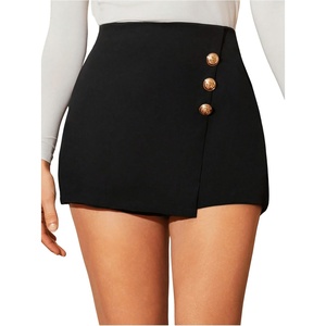 image:imageMakeMeChic Womens Dressy Shorts Button High Waisted Warp Skirt Business Casual SkortsBlack