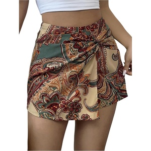 image:imageMakeMeChic Womens Floral Boho Shorts Twist Front Elastic Waist Summer Beach Vacation ShortsMulticolor Paisley