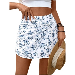 image:imageMakeMeChic Womens Floral Boho Shorts Twist Front Elastic Waist Summer Beach Vacation ShortsWhite