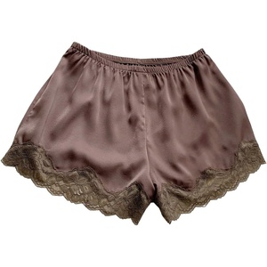 image:imageMakeMeChic Womens Lace Micro Mini Shorts Low Rise Satin Silk Summer Coquette Lounge ShortsBrown