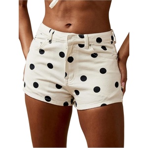 image:imageMakeMeChic Womens Polka Dots Denim Shorts Straight Leg Low Rise Summer Y2K Micro Mini JortBlack and White