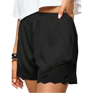 image:imageMakeMeChic Womens Satin Lace Shorts Y2k Mini Boxers Slip Shorts Lounge Bottoms StreetwearBlack