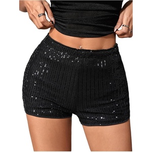 image:imageMakeMeChic Womens Sequin Shorts Sparkly Y2K Party Glitter Elastic Waist Mini ShortsBlack