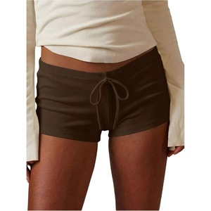 image:imageMakeMeChic Womens Striped Micro Shorts Low Rise Y2K Summer Cute Booty ShortsCoffee Brown