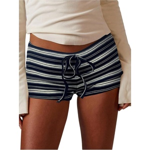 image:imageMakeMeChic Womens Striped Micro Shorts Low Rise Y2K Summer Cute Booty ShortsDark Blue