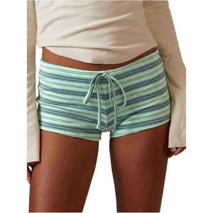 image:imageMakeMeChic Womens Striped Micro Shorts Low Rise Y2K Summer Cute Booty ShortsLight Green