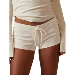 image:imageMakeMeChic Womens Striped Micro Shorts Low Rise Y2K Summer Cute Booty ShortsSolid Apricot