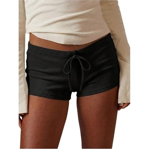 image:imageMakeMeChic Womens Striped Micro Shorts Low Rise Y2K Summer Cute Booty ShortsSolid Black