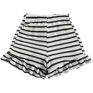 image:imageMakeMeChic Womens Striped Mini Shorts Low Waist Ruffle Summer Vacation ShortsBlack and White