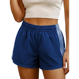 image:imageMakeMeChic Womens Striped Summer Shorts Workout Running Shorts Mini Micro Sweat Track Shorts Gym Athletic WearBlue