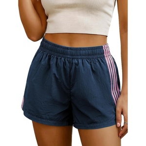 image:imageMakeMeChic Womens Striped Summer Shorts Workout Running Shorts Mini Micro Sweat Track Shorts Gym Athletic WearDark Blue
