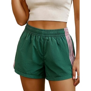 image:imageMakeMeChic Womens Striped Summer Shorts Workout Running Shorts Mini Micro Sweat Track Shorts Gym Athletic WearGreen