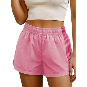 image:imageMakeMeChic Womens Striped Summer Shorts Workout Running Shorts Mini Micro Sweat Track Shorts Gym Athletic WearPink