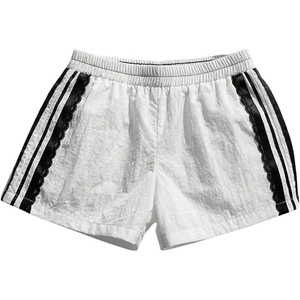 image:imageMakeMeChic Womens Striped Summer Shorts Workout Running Shorts Mini Micro Sweat Track Shorts Gym Athletic WearWhite Lace