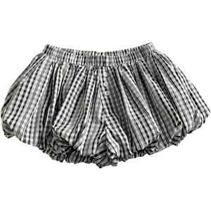image:imageMakeMeChic Womens Summer Ruffle Micro Mini Shorts Low Rise Gingham Loose Fitting Y2K Bubble ShortsBlack and White