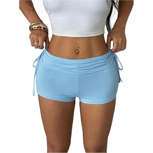 image:imageMakeMeChic Womens Y2K Gothic Striped Micro Shorts Grunge Low Rise Drawstring Mini ShortsClean Blue