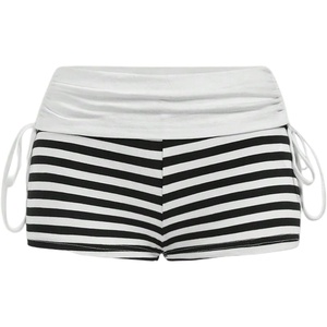 image:imageMakeMeChic Womens Y2K Gothic Striped Micro Shorts Grunge Low Rise Drawstring Mini ShortsWhite and Black