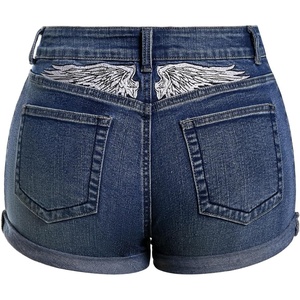 image:imageMakeMeChic Womens Y2K Summer Star Print Drop Low Rise Denim Shorts JeansDark Wash 1