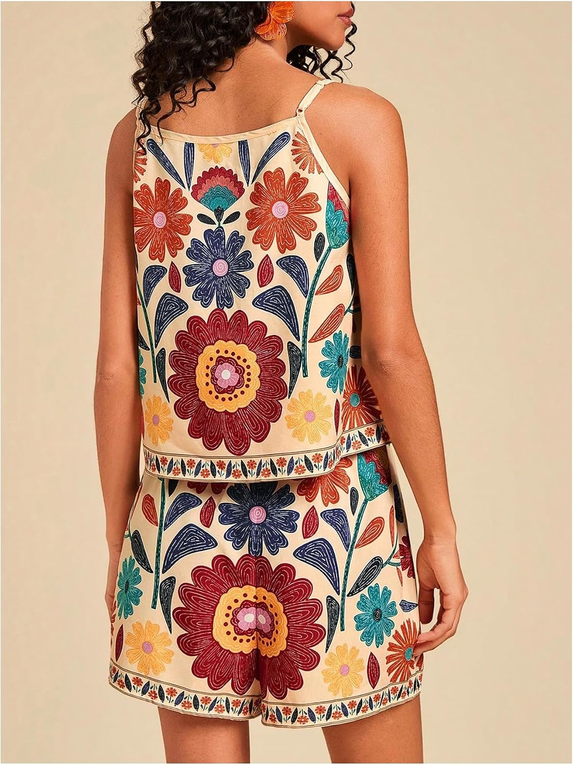 image:imageMakeMeChic Womens 2 Piece Sets 2026 Summer Matching Lounge Short Set Tropical Resort Travel Vacation OutfitsMulticolor