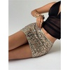 image:imageMAKEMECHIC Womens Floral Sequin Sparkly Mini Skirt Low Waist Bodycon Party Short SkirtsGold Green