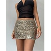 image:imageMAKEMECHIC Womens Floral Sequin Sparkly Mini Skirt Low Waist Bodycon Party Short SkirtsGold Green