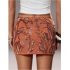 image:imageMAKEMECHIC Womens Floral Sequin Sparkly Mini Skirt Low Waist Bodycon Party Short SkirtsOrange