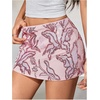 image:imageMAKEMECHIC Womens Floral Sequin Sparkly Mini Skirt Low Waist Bodycon Party Short SkirtsPink