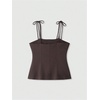 image:imageMAKEMECHIC Womens Sleeveless Cami Top Tie Shoulder Spaghetti Strap Backless Summer Y2K Crop TopsBrown