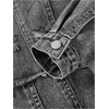 image:imageMakeMeChic Girls 2 Piece Outfits Ripped Raw Hem Long Sleeve Button Down Denim Jacket and Pleated Jean Skirt SetsDark Grey