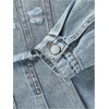 image:imageMakeMeChic Girls 2 Piece Outfits Ripped Raw Hem Long Sleeve Button Down Denim Jacket and Pleated Jean Skirt SetsLight Blue