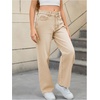 image:imageMakeMeChic Girls Baggy Straight Leg Jeans High Elastic Waisted Denim Pants Y2K Boyfriend Skater Streetwear 416YApricot