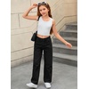 image:imageMakeMeChic Girls Baggy Straight Leg Jeans High Elastic Waisted Denim Pants Y2K Boyfriend Skater Streetwear 416YBlack