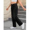 image:imageMakeMeChic Girls Baggy Straight Leg Jeans High Elastic Waisted Denim Pants Y2K Boyfriend Skater Streetwear 416YBlack