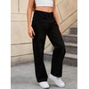 image:imageMakeMeChic Girls Baggy Straight Leg Jeans High Elastic Waisted Denim Pants Y2K Boyfriend Skater Streetwear 416YBlack