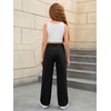 image:imageMakeMeChic Girls Baggy Straight Leg Jeans High Elastic Waisted Denim Pants Y2K Boyfriend Skater Streetwear 416YBlack