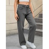 image:imageMakeMeChic Girls Baggy Straight Leg Jeans High Elastic Waisted Denim Pants Y2K Boyfriend Skater Streetwear 416YGrey
