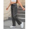 image:imageMakeMeChic Girls Baggy Straight Leg Jeans High Elastic Waisted Denim Pants Y2K Boyfriend Skater Streetwear 416YGrey