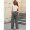 image:imageMakeMeChic Girls Baggy Straight Leg Jeans High Elastic Waisted Denim Pants Y2K Boyfriend Skater Streetwear 416YGrey